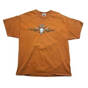 Vintage Y2K Harley Davidson Cowboy Orange Graphic T-Shirt XL